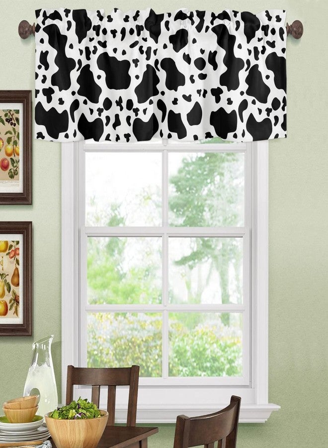 LooPoP Cow Print Valance Black and White Window Curtain Valances for Kitchen Half Cafe Short Topper Treatment Rod Pocket Panel Window Shades 18x54 Inch - Image 5